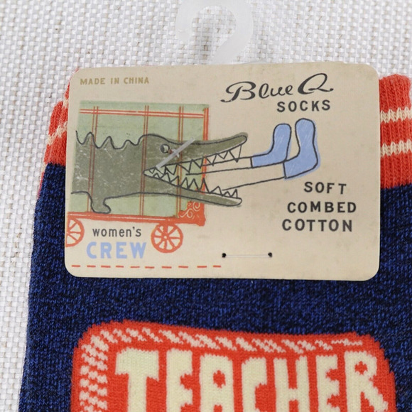 TEACHER SOCKS TEACHERS ROCK Womens Crew 5-10 Blue Combed Cotton Funny Novelty - Picture 3 of 6